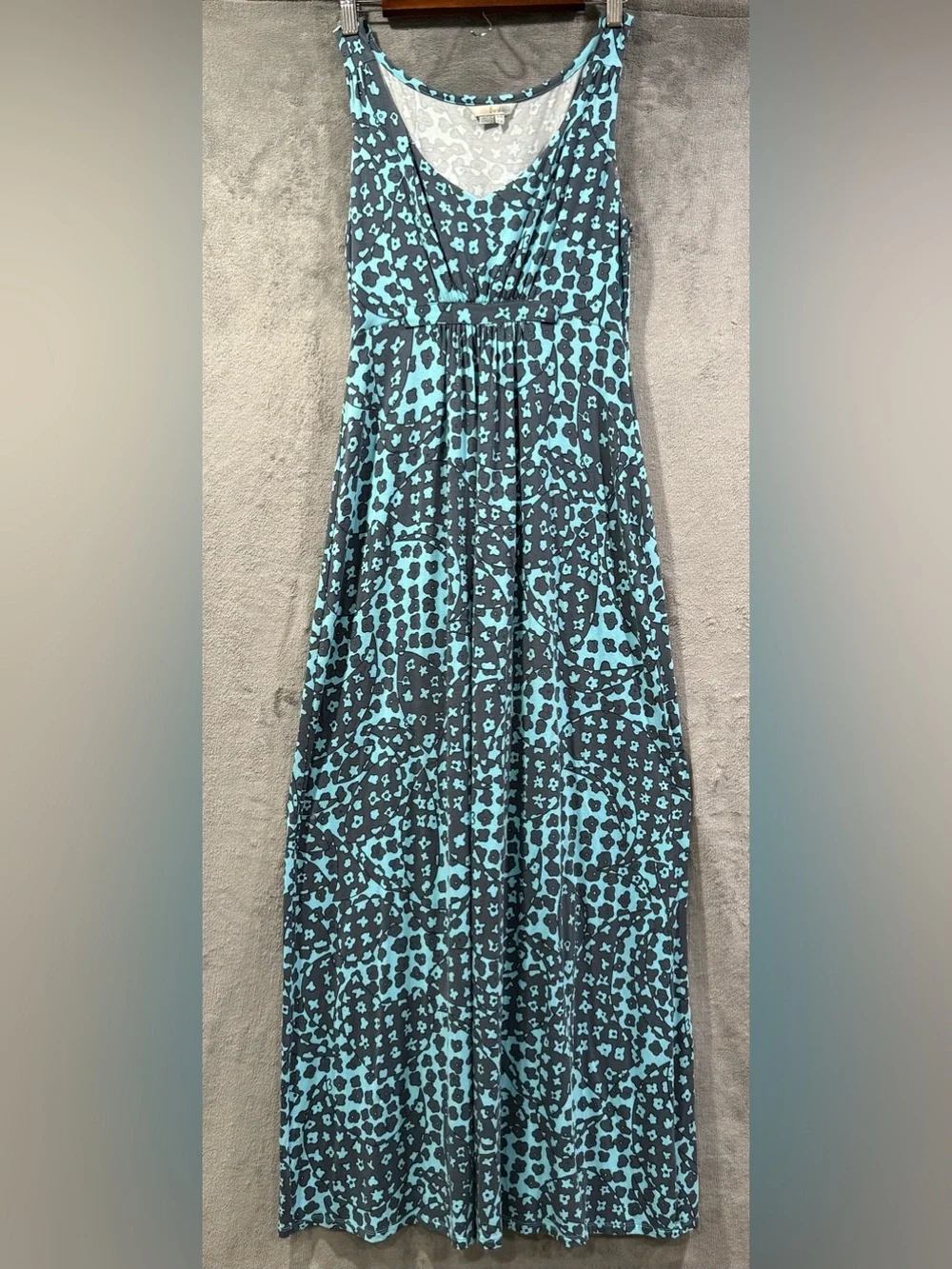 Boden | Dresses | Boden Maxi Dress Size 8l Blue Gray Floral Casual Summer  Empire Waist Knit | Poshmark